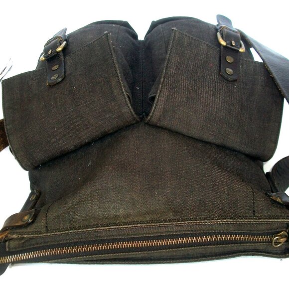 DRIES VAN NOTEN Large Oiled-Cotton & Leather Crossbody Luxury Rustic Rucksack - Picture 6 of 12